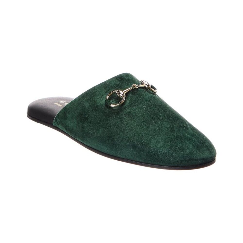 Gucci Horsebit Suede Mule, Green